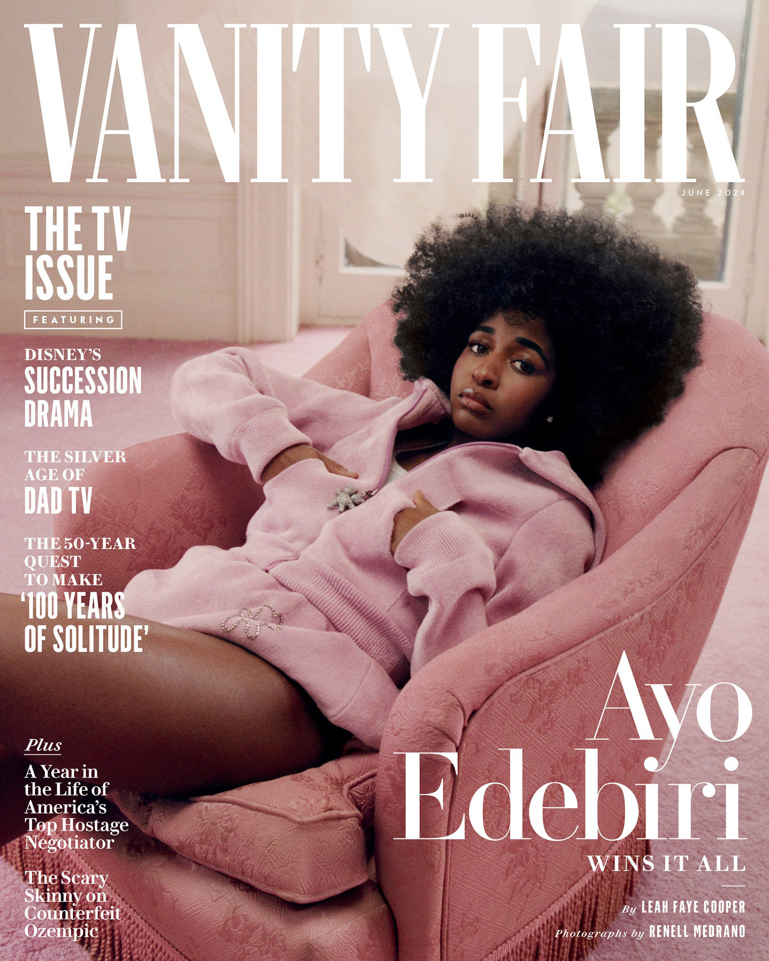 Ayo Edebiri covers Vanity Fair June 2024 by Renell Medrano