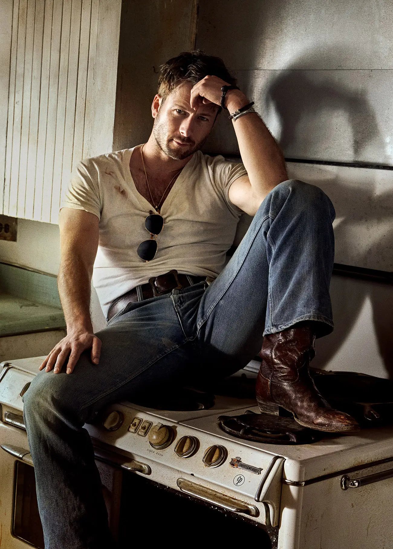 Glen Powell by Matthew Brookes for Vanity Fair June 2024